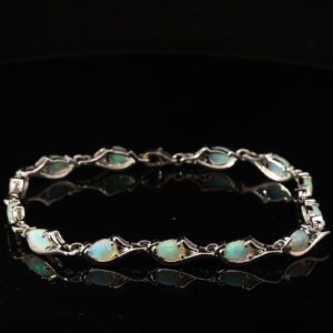 White Gold Blue Green Crystal Opal Bracelet