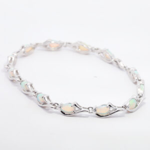 White Gold Blue Green Crystal Opal Bracelet