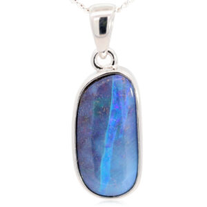 Sterling Silver Blue Purple Boulder Opal Pendant