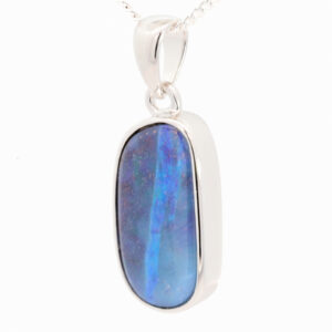 Sterling Silver Blue Purple Boulder Opal Pendant