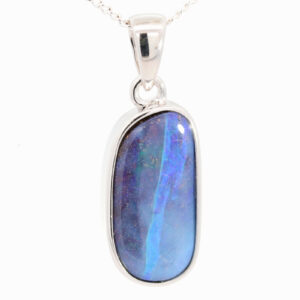 Sterling Silver Blue Purple Boulder Opal Pendant