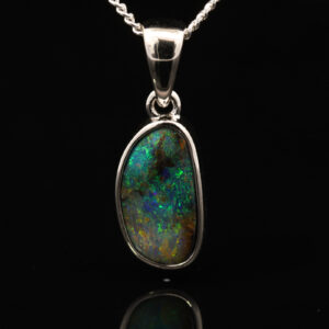 Sterling Silver Blue Green Yellow Orange Boulder Opal Pendant