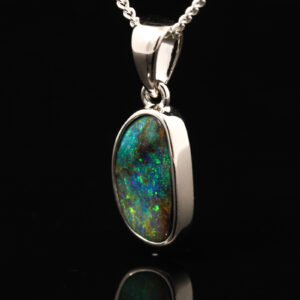 Sterling Silver Blue Green Yellow Orange Boulder Opal Pendant