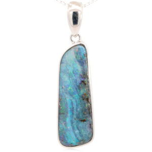 Sterling Silver Blue Green Boulder Opal Pendant