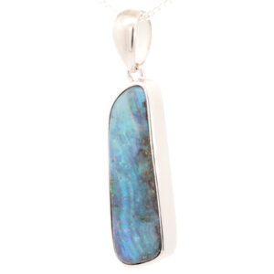 Sterling Silver Blue Green Boulder Opal Pendant