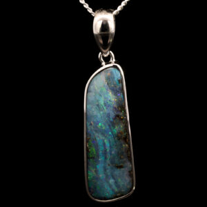Sterling Silver Blue Green Boulder Opal Pendant