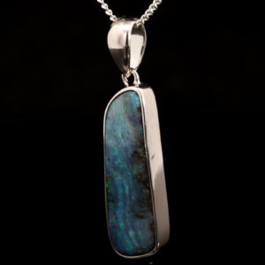 Sterling Silver Blue Green Boulder Opal Pendant
