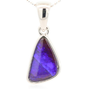 Sterling Silver Blue Purple Boulder Opal Pendant