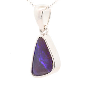 Sterling Silver Blue Purple Boulder Opal Pendant