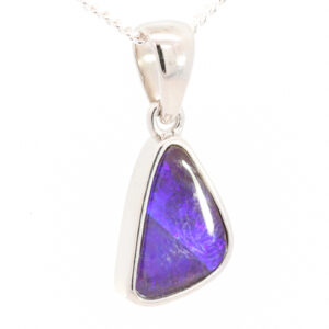 Sterling Silver Blue Purple Boulder Opal Pendant