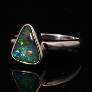Sterling Silver Blue Green Yellow Orange Boulder Opal Ring