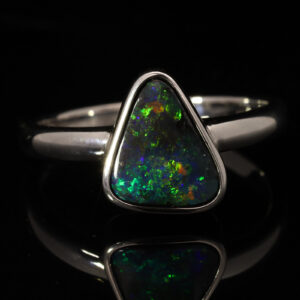 Sterling Silver Blue Green Yellow Orange Boulder Opal Ring