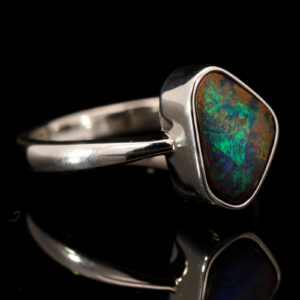 Sterling Silver Blue Green Boulder Opal Ring