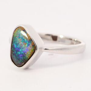 Sterling Silver Blue Green Boulder Opal Ring