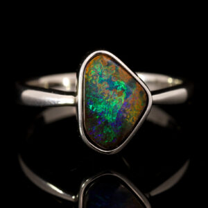 Sterling Silver Blue Green Boulder Opal Ring