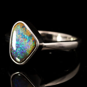 Sterling Silver Blue Green Boulder Opal Ring