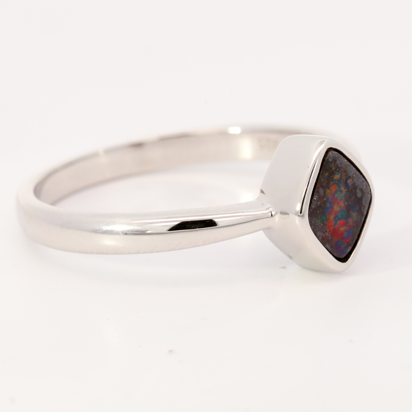 Sterling Silver Blue Green Orange Red Boulder Opal Ring