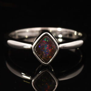 Sterling Silver Blue Green Orange Red Boulder Opal Ring