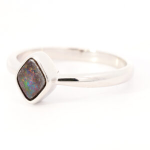 Sterling Silver Blue Green Orange Red Boulder Opal Ring
