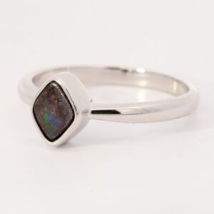Sterling Silver Blue Green Orange Red Boulder Opal Ring