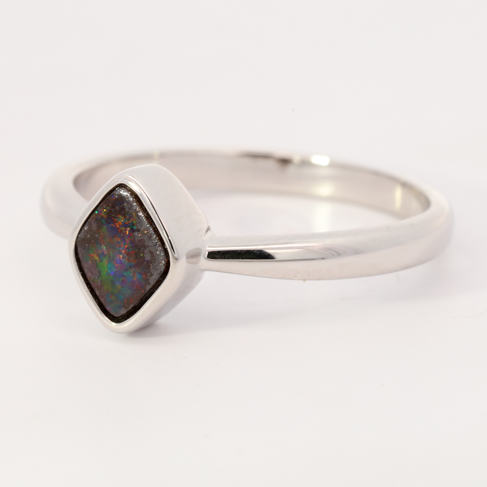 Sterling Silver Blue Green Orange Red Boulder Opal Ring