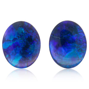 Unset Blue Green Purple Black Opal Pair