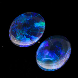 Unset Blue Green Purple Black Opal Pair