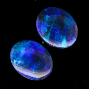 Unset Blue Green Purple Black Opal Pair