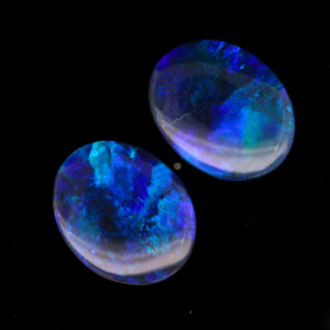 Unset Blue Green Purple Black Opal Pair