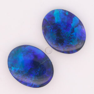 Unset Blue Green Purple Black Opal Pair