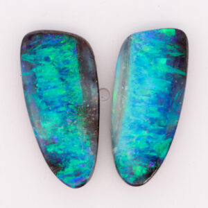 Unset Blue Green Boulder Opal Pair
