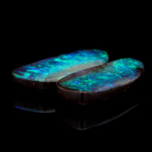 Unset Blue Green Boulder Opal Pair