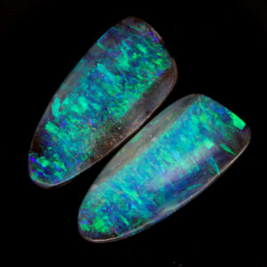 Unset Blue Green Boulder Opal Pair