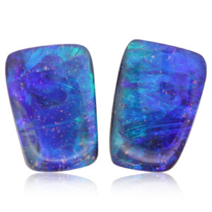 Unset Blue Green Purple Boulder Opal Pair