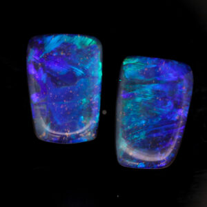 Unset Blue Green Purple Boulder Opal Pair