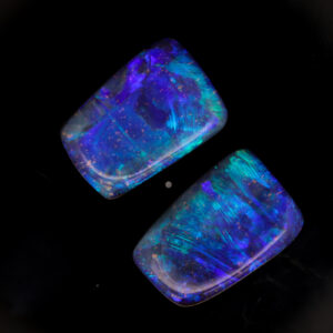 Unset Blue Green Purple Boulder Opal Pair