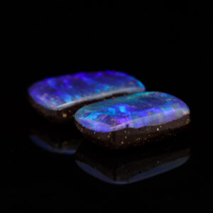 Unset Blue Green Purple Boulder Opal Pair