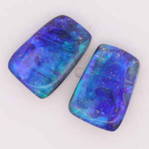 Unset Blue Green Purple Boulder Opal Pair