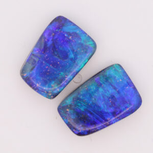 Unset Blue Green Purple Boulder Opal Pair