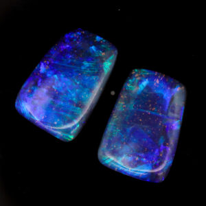 Unset Blue Green Purple Boulder Opal Pair
