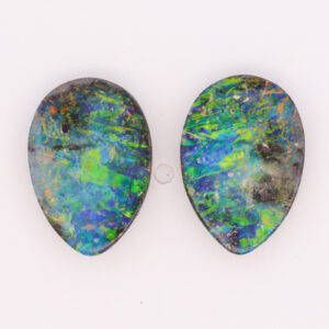 Unset Blue Green Yellow Orange Boulder Opal Pair