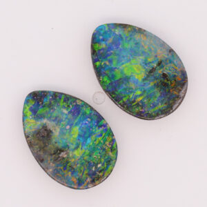 Unset Blue Green Yellow Orange Boulder Opal Pair