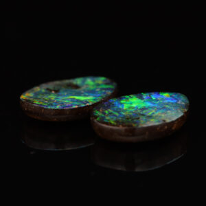 Unset Blue Green Yellow Orange Boulder Opal Pair