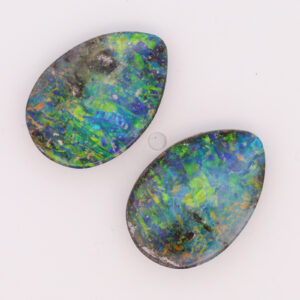 Unset Blue Green Yellow Orange Boulder Opal Pair