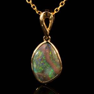 Yellow Gold Blue Green Yellow Orange Red Black Opal Pendant