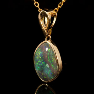 Yellow Gold Blue Green Yellow Orange Red Black Opal Pendant