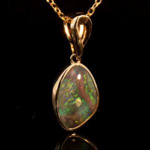 Yellow Gold Blue Green Yellow Orange Red Black Opal Pendant