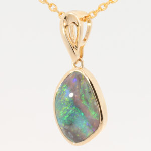 Yellow Gold Blue Green Yellow Orange Red Black Opal Pendant