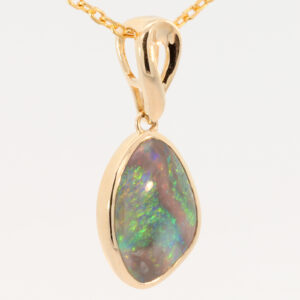 Yellow Gold Blue Green Yellow Orange Red Black Opal Pendant