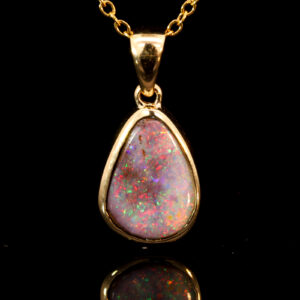 Yellow Gold Green Yellow Orange Red Boulder Opal Pendant
